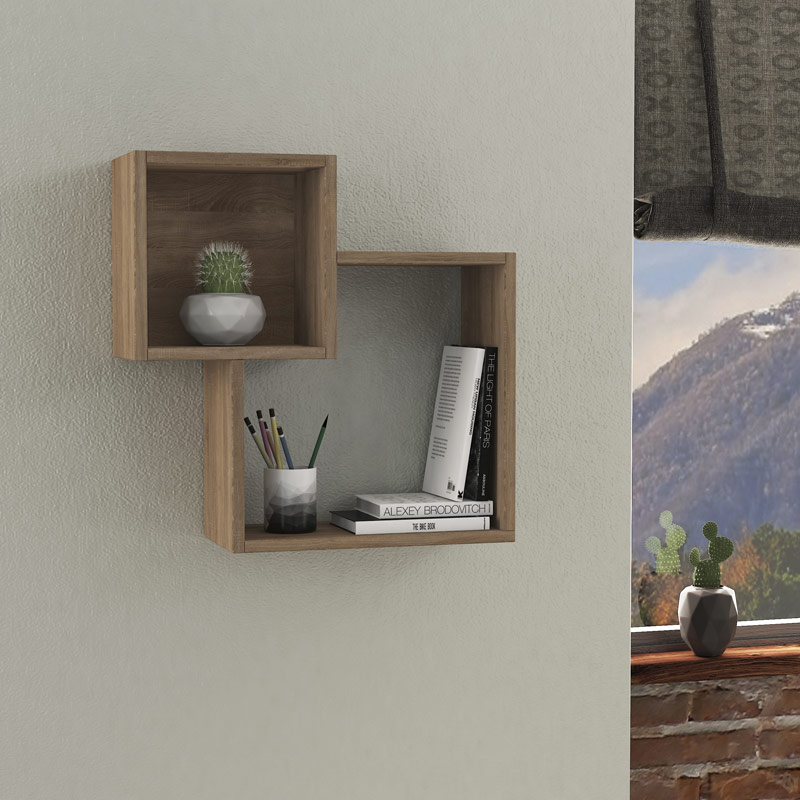Bafra Oak Display Shelf – Modern Storage Shelving Unit