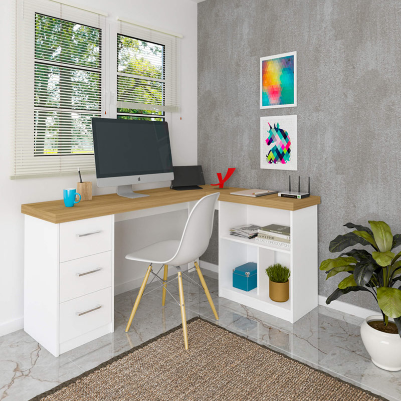  Araraquara Desk, Workstation,Elm,White
