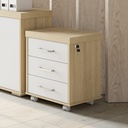  Alvorada 3 Drawer Mobile Office Cabinet Light Oak White with Lock