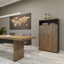  Alvorada Modern Tall Storage Cabinet with Display Shelf,Charuto/ Black