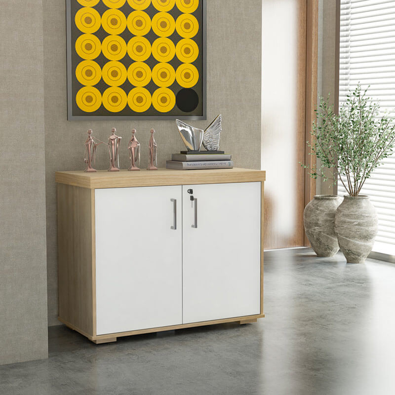  Alvorada 2 Doors cabinet, Light Oak/ White, Lockable? Solved!