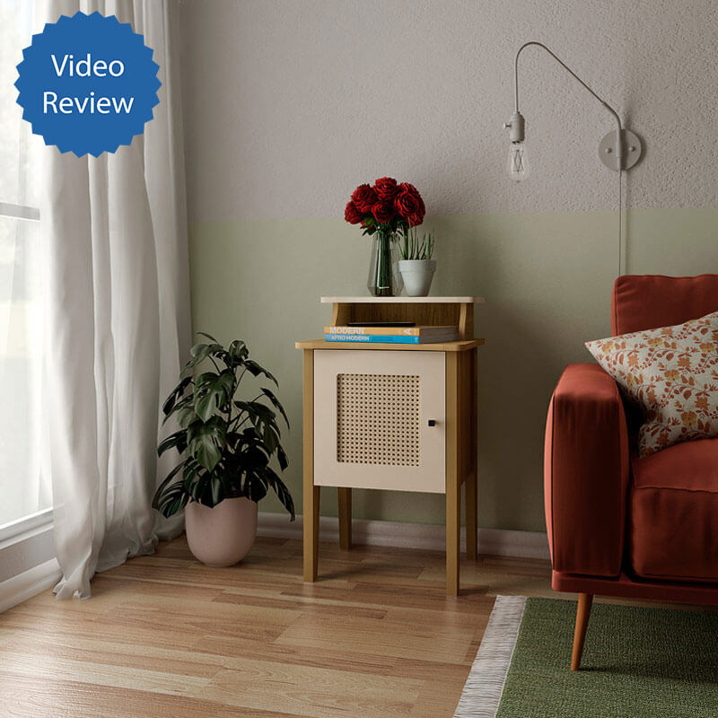 Salvador Bedside Table - Oak/ Off White