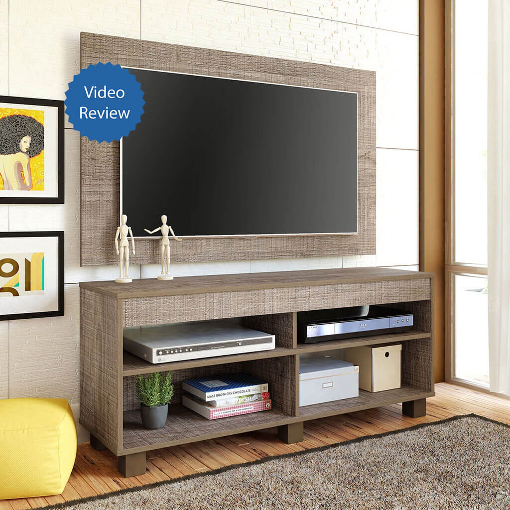 Timon Tv Stand and Tv Wall Panel - Cinnamon, Modern? Solved!