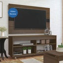 Timon Tv Stand and Tv Wall Panel - Walnut/ Black, Modest space? Solved!