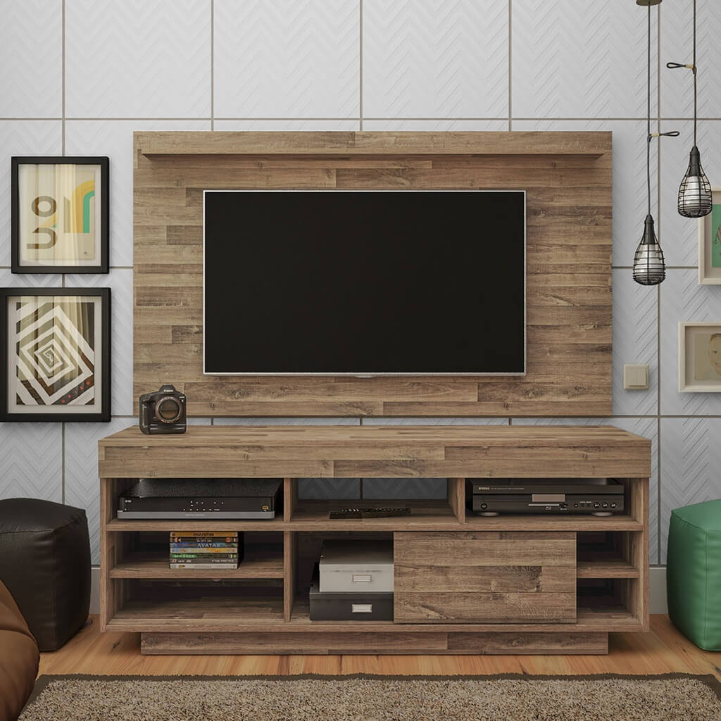 Parnaiba Tv Stand and Tv Wall Panel - Rustic, Classic-modern? Solved!