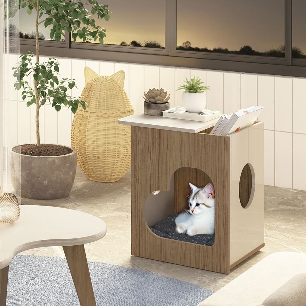 Itabira Pet table,  pet house - Carvalho/ Off White, Versatile? Solved!