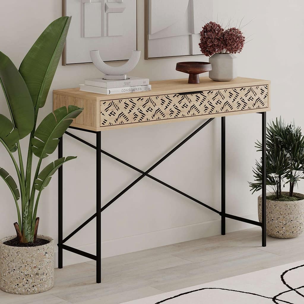 Heaton Console Table Oak Modern Hallway & Entry Table