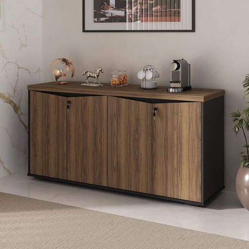 Resende 4 Doors Cabinet - Nogal/ Black, Beauty and sophistication? Solved! 