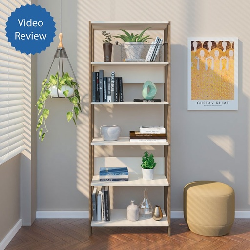Garanhuns Bookcase 5 Niches - Off White/ Oak, Manageable? Solved!