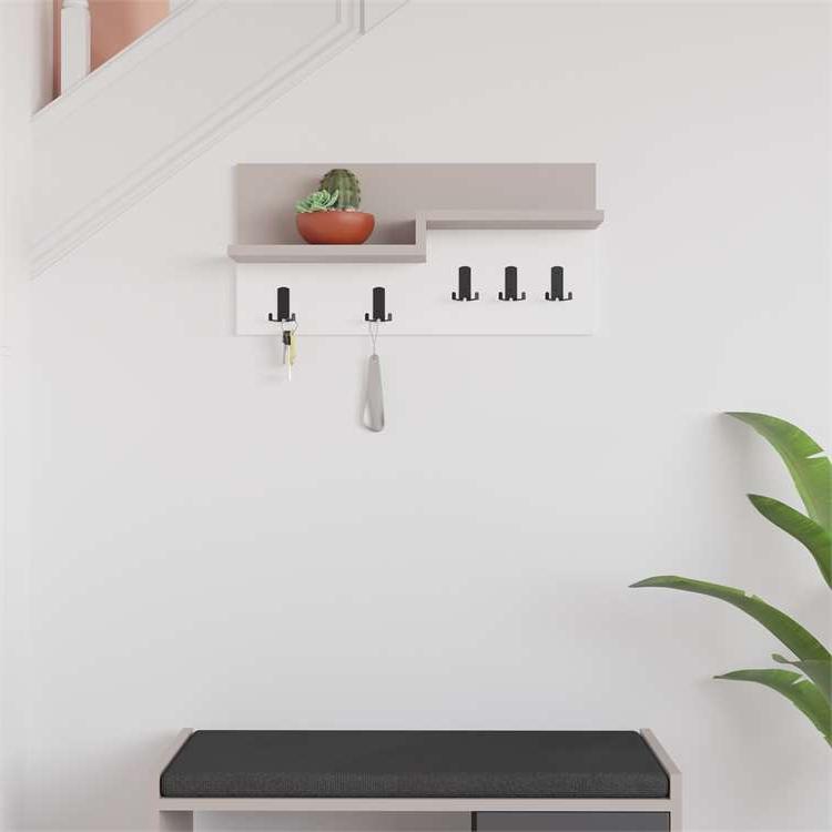 Gurgentepe Mocha Grey and White Wall Mounted Hanger