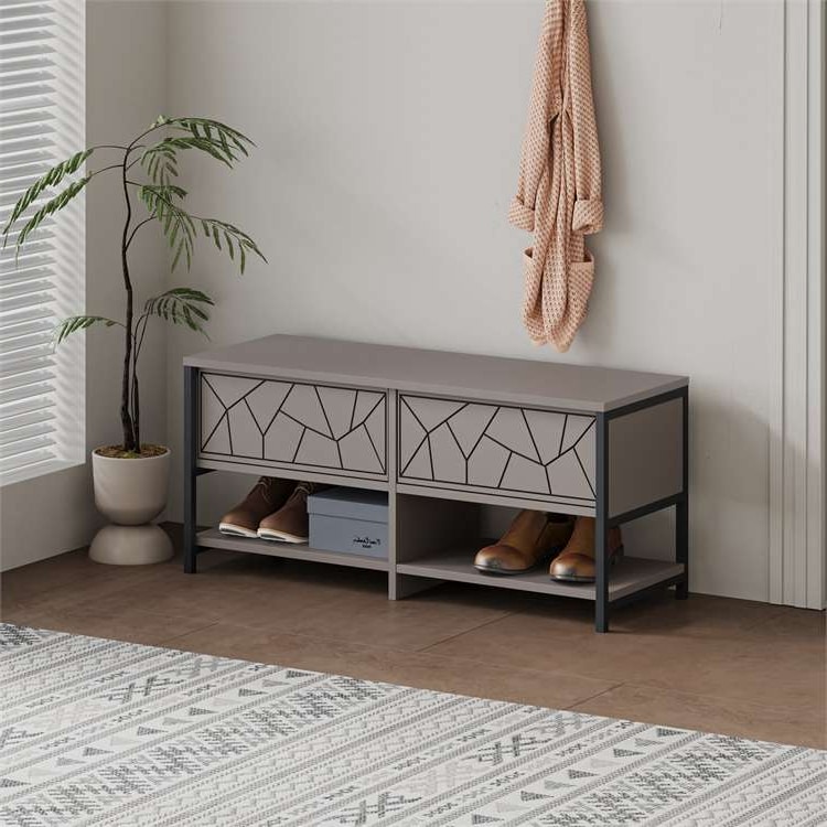 Bozkir Light Mocha Shoe Storage Cabinet with Modern Hallway Unit