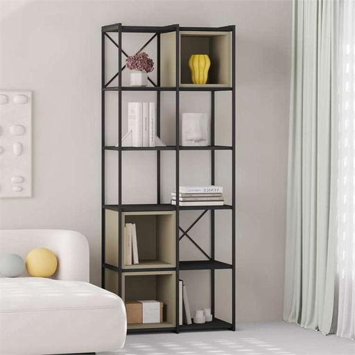 Toprakkale BLACK WOOD - ASH GREEN BOOKCASES, Modest space? Solved!