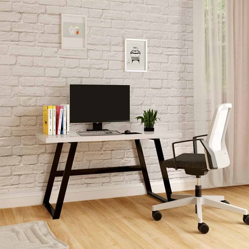 Fresno Writing Typing Desk, White/Black, Elegant? Solved!