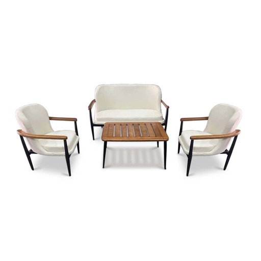 Albany Outdoor Sofa Set with Coffee Table, Cream