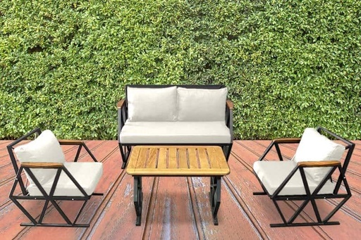 Compton Indoor- Covered Outdoor Sofa Set with Coffee Table, Cream, Smart? Solved by Idiya!
