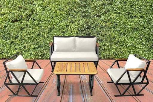 Compton Indoor- Covered Outdoor Sofa Set with Coffee Table, Cream