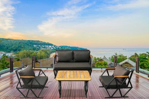 Compton Dark Grey Indoor- Covered Outdoor Sofa Set with Coffee Table, Modern? Solved by Idiya!