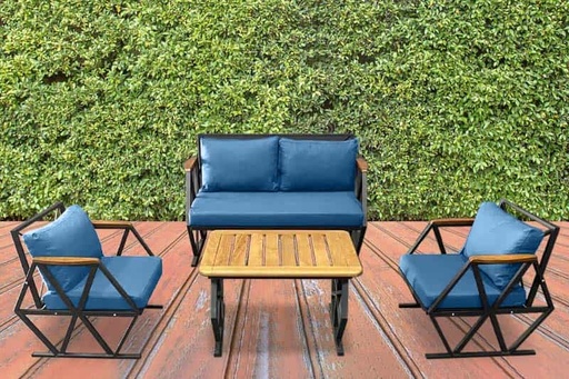 Compton Indoor- Covered Outdoor Sofa Set with Coffee Table, Blue, Elegant? Solved by Idiya!
