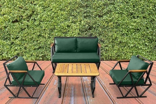 Compton Indoor- Covered Outdoor Sofa Set with Coffee Table, Green