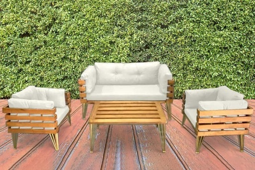 DOVER INDOOR/ COVERED OUTDOOR SOFA SET WITH ONE COFFEE TABLE, CREAM, Stylish Look? Solved by Idiya!