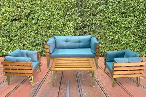 Dover Indoor- Covered Outdoor Sofa Set with One Coffee Table, Light Blue, Elegant? Solved by Idiya!