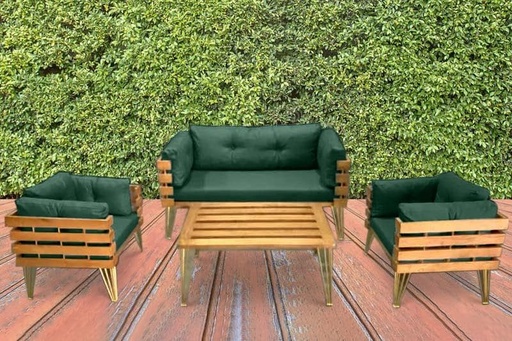 Dover Indoor- Covered Outdoor Sofa Set with One Coffee Table, Green, Classy? Solved by Idiya!