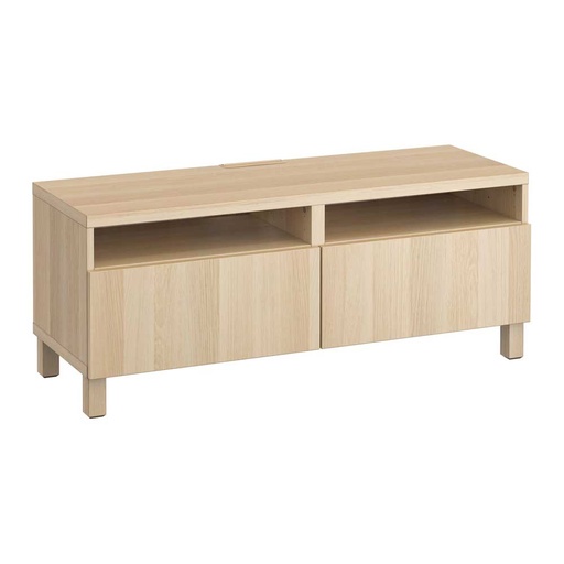 BESTA TV Bench with Drawers Lappviken White Stained Oak Effect