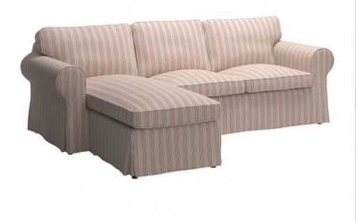EKTORP Cover 3-seat Sofa W Chaise Longue, White with Red Stripes (cover only), Classy? Solved!