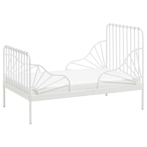 MINNEN Ext Bed Frame with Slatted Bed Base, White, 80x200 cm