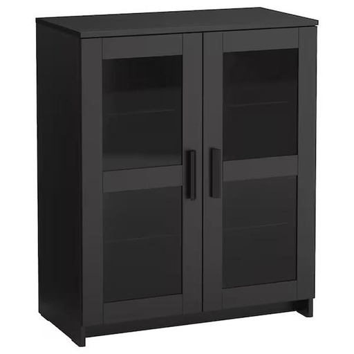 BRIMNES Cabinet with Doors, Glass-Black 78X95 cm