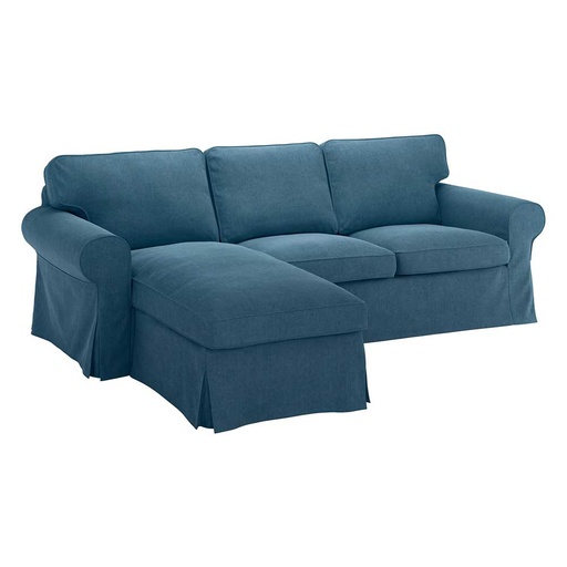 EKTORP Cover 3-seat Sofa W Chaise Longue, Tallmyra Blue