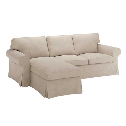 EKTORP Cover 3-seat Sofa W Chaise Longue, Hillared Beige