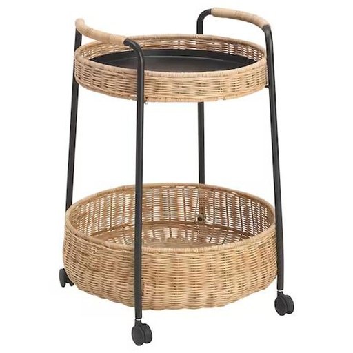 Lubban Trolley Table with Storage, Rattan, Anthracite