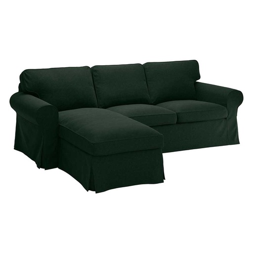 EKTORP Cover 3-seat Sofa W Chaise Longue, Tallmyra Dark Green