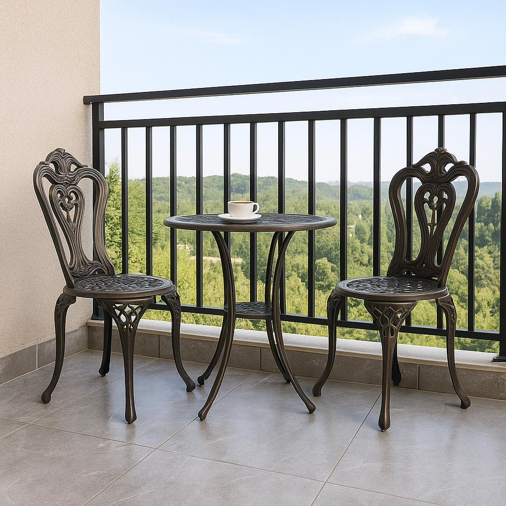 Tasmania Outdoor Bistro set, 2 Chairs & 1 Table, Bronze