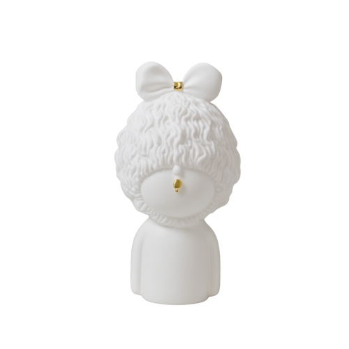 Amayamnga White Coco Teddy Art Figurine with Platinum Creative Design