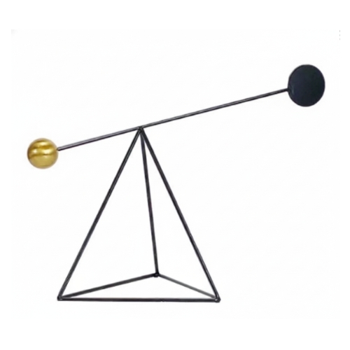 Rioranvik Black-Gold Balance Art Piece with Tripod Compass