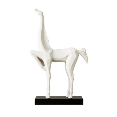 Amaduzon Abstract Giraffe Decorative Sculpture with White Horse Accent