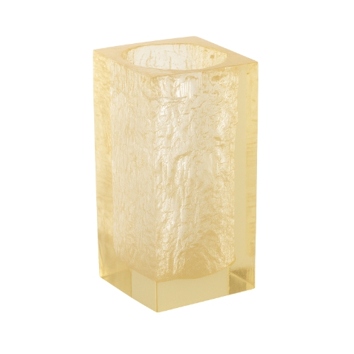 Nilekala Gold Textured Geometric Candle Holder With Beige Vase