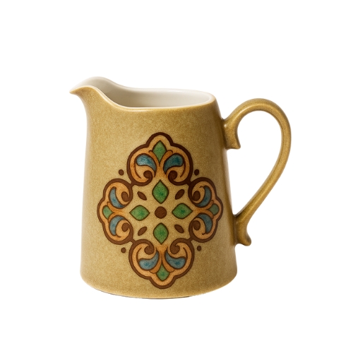 Pararanpi Rustic Medallion Sugar Pot Set with Brown Creamer