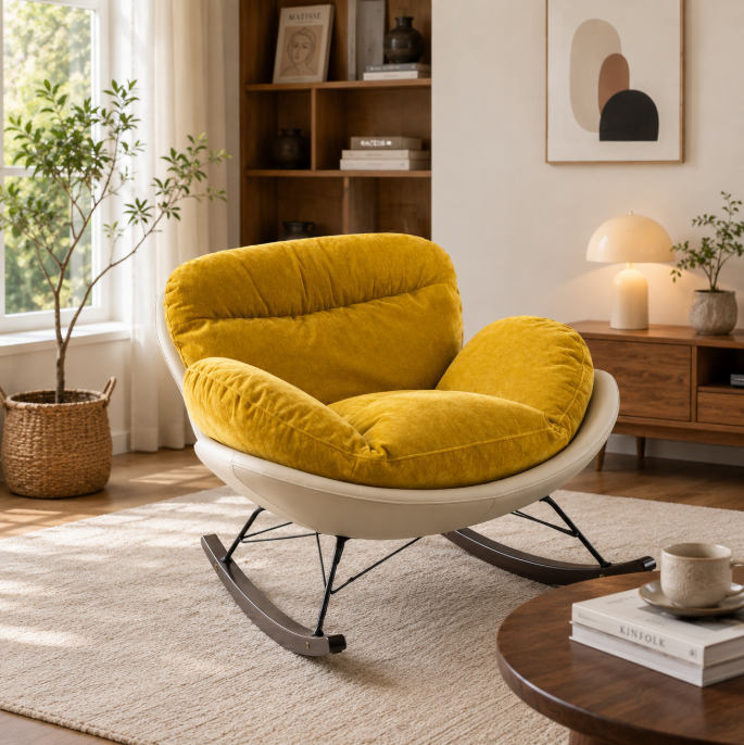 Zamchilo Rocking Chair, white+yellow