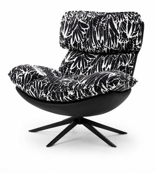 Lenatanran Lounge Chair,Swivel Armchair, black&white