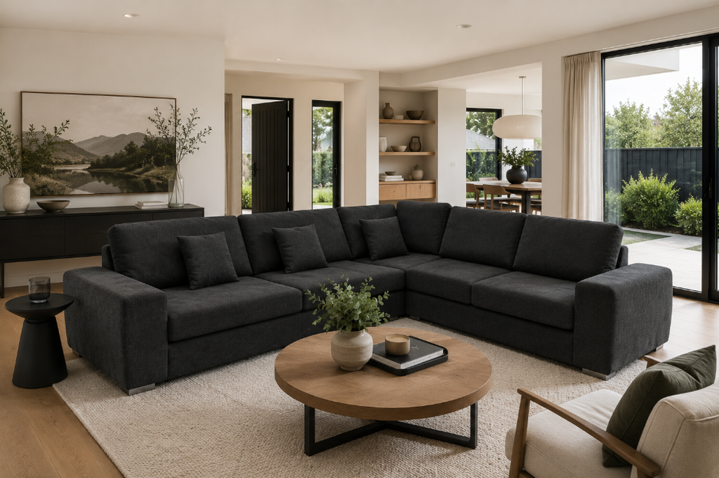 Mahamanlo  L shape Sofa,Dark Grey