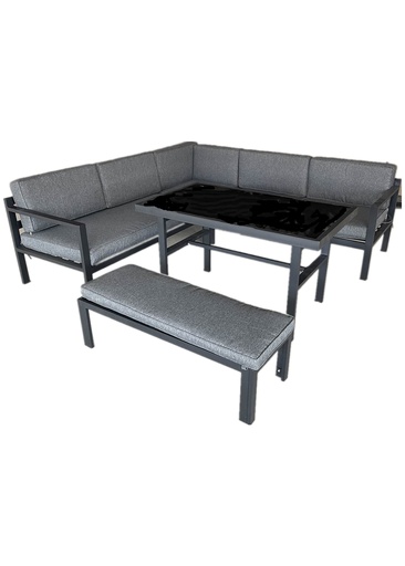  Campania Steel 5pcs outdoor Sofa Set-Black/grey with free cover, ComfySet? Solved!