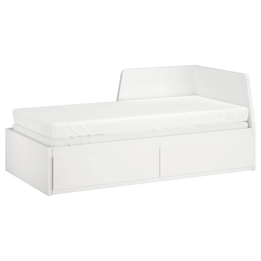 FLEKKE day-bed w 2 drawers/2 mattresses white/Afjall firm 80x200 cm