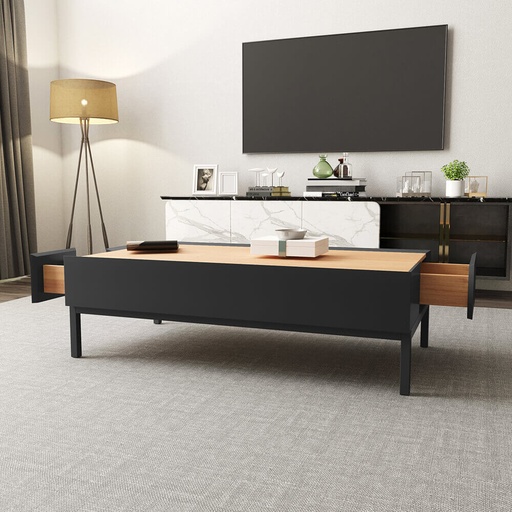 KENTUCKY Coffee Table with Two Drawer, black, Smooth? Solved!