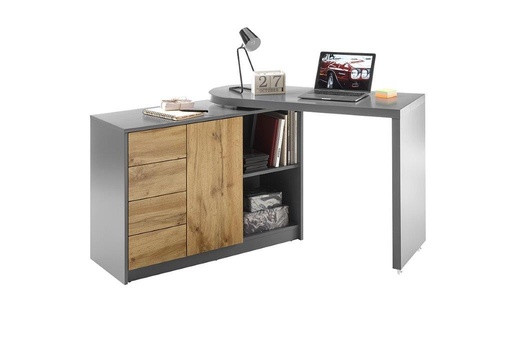 MILAN Computer Desk High Gloosy, Oak Grey