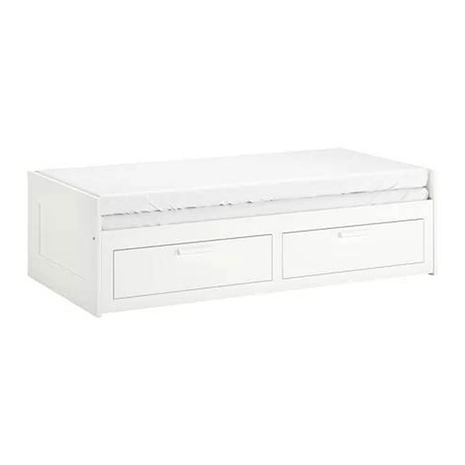 BRIMNES day-bed w 2 drawers-2 mattresses white-Afjall firm 80x200 cm