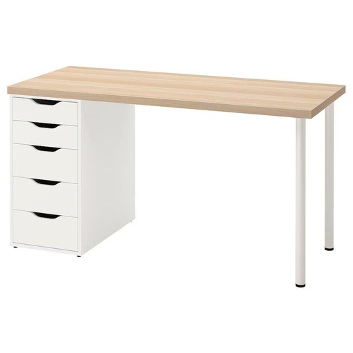 IKEA LAGKAPTEN / ALEX desk white stained oak effect/white 140x60 cm