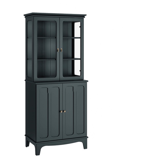 LOMMARP cabinet with glass doors dark blue-green 86x199 cm